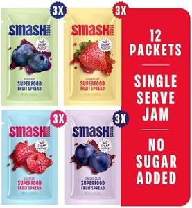 Smash Foods Single Serve Jam Packets | Variety 12-Pack | Natural, Keto & No Sugar Added | Vegan & Upcycled Fruit Spread | Low-Calorie, Superfood Snack