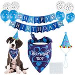 TCBOYING Dog Birthday Bandana, Dog Birthday Boy Hat Scarfs Flag Balloon with Cute Doggie Birthday Party Supplies Decorations (Style1, Blue)