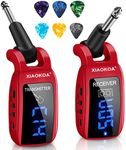 Wireless Guitar System,XIAOKOA UHF Wireless Guitar Transmitter Receiver 164Feet Range with HD LED Screen for Electric Guitar Bass Musical Instruments （Red）