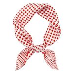 GERINLY 1950s Neckerchief for Costume Cosplay, White Square Scarf with Red Polka Dots, Retro Small Silk Bandana, Vintage Headband (RedDot)