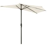 Outsunny 3(m) Half Parasol Semi Round Umbrella Patio Metal Frame Crank Handle for Balcony- NO BASE INCLUDED, Cream White