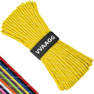 VVAAGG Reflective Paracord Rope 100FT, 7 Strand Nylon para Cord Lanyard Utility 550 Parachute Cord, 4mm Thin Tent Rope for Outdoor Camping Hiking (Yellow)