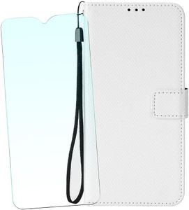NEOYUKL Wallet Case for AT&T Calypso 4 (6.10 inches),Wallet Leather Phone Case with Magnetic Closure Credit Card Slots+for AT&T Calypso 4 Screen Protector（1 Pack） White