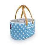 HIPPO Baby Diaper Caddy Diaper Stackers Organizers - Felt Storage Mother Bags - For Diaper & Baby Wipes, Nursery Storage Foldable And Portable (Xlarge, Blue-Star)