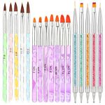 Bohoman 17 Pcs Acrylic Nail Brush,UV Gel Nail Painting Brush Nail Art Tips Builder Brush and Gel Painting Dotting Acrylic Nail Brush Pens