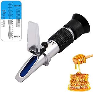 AUTOUTLET Beekeeper Refractometer Honey 38-43Be Brix 58-92% Water 12-27%, 3-in-1 Refractometer Sugar Water Content Hand Refractometer with ATC for Honey Plant Oils Sugar Syrup Fruit Jam Molasses