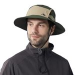 GUSTAVE® Unisex Fashion Hiking Hat UV Protection Wide Brim Sun Hat with Breathable Mesh Lightweight Quick-Dry Nylon Adjustable Chin Strap Packable Hat for Outdoor Travel Fishing Camping Green Beige