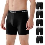 Molasus Mens Boxer Briefs Soft Cotton Open Fly Tagless Underwear Pack of 5