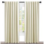 NICETOWN Living Room Room Darkening Curtains, Soft and Smooth Fabric Draperies and Panels, Privacy Energy Smart Curtains for Patio Door (Beige, 52" Wide x 84" Long, 2 PCs)