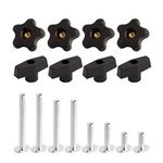 POWERTEC 71121 T-Track Knob Kit w/Threaded Knobs and 5/16”-18 T Bolts for Woodworking Jigs and Fixtures – 16-Piece Set