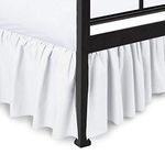 Split Corner Bed Skirt with Platform Three Sided Coverage, Queen Bed Skirt 16 Inch Drop, Dust Ruffles for Queen Beds, 100% Microfiber Soft,Sheen & Luxurious Look - Bed Skirts - White Bed Skirt