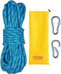 VEVOR Static Climbing Rope, 32 ft Outdoor Rock Climbing Rope with 26KN Breaking Tension, 0.4'' /10 mm High Strength Safety Rope, Escape Rope with 2pcs Carabiner and Storage Bag