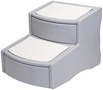Pet Gear Easy Step II Pet Stairs, 2 Step for Cats/Dogs up to 75-pounds, Portable, Removable Washable Carpet Tread, Essential Grey