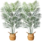 MOSADE Artificial Areca Palm Tree 5.5Feet Fake Tropical Palm Plant and Handmade Seagrass Basket, Perfect Tall Faux Dypsis Lutescens Plants for Entryway Modern Decor Home Office Porch Gift，2Pack