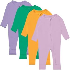GUISBY Rayon Footless Pajamas, Baby Boy Girls Toddler Long Sleeve with 2 Way Zipper 4 Piece Sets Sleeper 3-6 Months