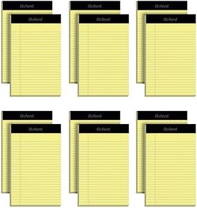 Oxford 5 x 8 Legal Pads, 12 Pack, Narrow Ruled, Yellow Paper, 50 Sheets Per Writing Pad, Made in the USA (74017)