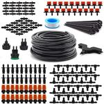 Flantor Drip Irrigation Kit, Garden Irrigation System 1/4" Blank Distribution Tubing Watering Drip Kit/DIY Saving Water Automatic Watering System for Garden, Greenhouse, Flower Bed, Patio, Lawn