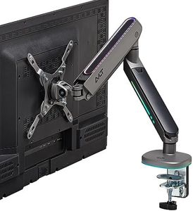 AVLT Single RGB Gaming Monitor Arm Desk Mount Fits 27”-45” Monitors with 20 Lighting Modes Touch Button Control | Adjustable Height Swivel Tilt Rotation | Dark Grey
