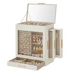 SONGMICS Jewelry Box, 5-Layer Jewelry Organizer, 6.1 x 10.3 x 12.6 Inches, Cloud White and Metallic Gold UJBC162W01