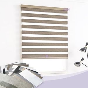 Graywind Zebra Blinds 100% Blackout Horizontal Light Filtering Cordless Window Shades Roller Blinds with Valance for Home and Office (Zebra Blind Fabric Samples)