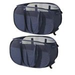 2pcs Mesh pop up Laundry Hamper,Easy to Collapsible Laundry Basket, portable with Strong Handles clothes Hamper,Honeycomb Mesh-Breathable for Laundry,Bathroom,RV,Travel (Mist Blue)