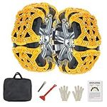 Snow Chains for Cars - 6Pcs Emergency Universal Tire Chains Fits Tire Width 165mm-275mm, Upgrade TPU Winter Security Chains for SUV/Trucks/Minivan/Pickup/ATV/UTV, Yellow