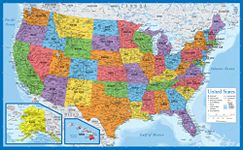 Palace Learning Laminated USA Map - 18" x 29" - Wall Chart Map of The United States of America - Made in The USA - Updated (Laminated, 18" x 29")