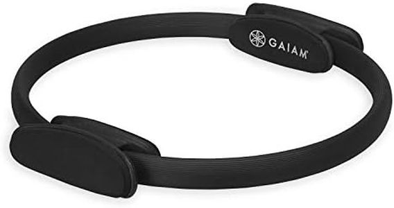 Gaiam Pilates Ring 15" Fitness Circle - Lightweight & Durable Foam Padded Handles | Flexible Resistance Exercise Equipment for Toning Arms, Thighs/Legs & Core, Black