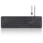 Perixx PERIBOARD-210C Wired Full-Size USB C Keyboard with Quiet Scissor Keys - Compatible with Mac, iPad, Windows, Chromebook, Tablets, Desktop, and Laptops - Black - US English