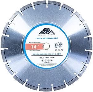 Benchmark Abrasives 14 Inch Hot Pressed Sintered Turbo Diamond Blade for Angle Grinder with Steel Core for Cutting Brick Ceramic Tile Granite Marble - 14” Circular Saw Concrete - (10 Pack)
