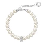 Thomas Sabo Women Charm Bracelet Freshwater Pearl Charm Club 925 Sterling Silver X0225-082-14-L18,5V