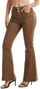 VIPONES Bell Bottom Jeans for Women Trendy 2026 High Waisted Stretchy Bootcut Wide Leg Womens Flare Jeans Classic Brown Denim Pants(1021,4)