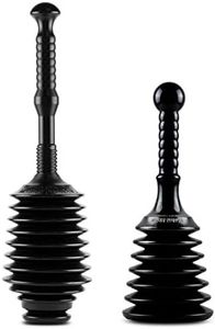 Master Plunger Combo Set Toilet Plunger and Kitchen/Bathroom Sink Plunger, Black