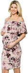 My Bump Women's Ruffle Off-Shoulder Maternity Dress W/Side Sharing(Made in USA) - Purple - Medium