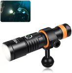 ORCATORCH D530V 1200 Lumen Scuba Diving Video Torch 140 Degrees Super Wide Beam Angle, Underwater 150 Meters Diving Photography Light with Safety Lock Function and Battery Power Indicator