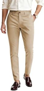 GINGTTO Mens Chinos Casual Pants Slim Fit Stretch Khaki Brown Dress Pant for Men (Khaki Brown,36)