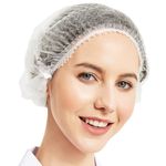 AM Safe x 100 Pcs Hairnet Disposable Stretchable Caps - Cover Hair For Cooking & Hygiene (WHITE)