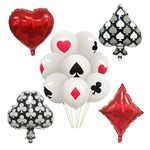 Casino Party Decorations Game Night Casino Balloons Poker Party Supplies Poker Themed Latex Balloons Playing Cards Spades Hearts Diamonds Clubs Shaped Helium Foil Balloons 12PCS