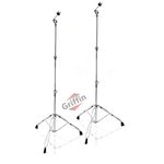 Straight Cymbal Stand (2 Pack) by GRIFFIN | Double Braced Legs, Slip-Proof Gear Holder | Light-Duty for Mobile Drummers | Percussion Drum Hardware Set for Mounting Crash, Ride & Splash Cymbals