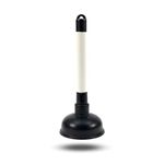 Sink Plunger, Kitchen Sink Unblocker, Toilet, Shower, Floor, Drain and Pipe Cleaner Powerful 225mm (9 inch) Handle and 100mm (4 inch) Heavy Duty Rubber Cup Tool Black/White