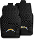 FANMATS 8933 Los Angeles Chargers 2-Piece Heavy Duty Vinyl Car Mat Set, Front Row Floor Mats, All Weather Protection, Universal Fit, Deep Resevoir Design