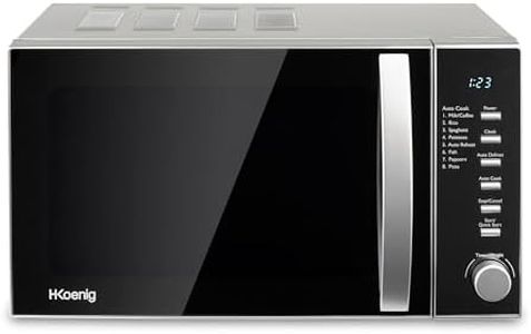 H.Koenig Four à Micro-ondes Compact Digital 20L VIO2, 700W, Plateau tournant 24,5cm, Multifonction Programmable 6 niveaux de chauffe, Décongélation et Express, Minuterie 60min, Effet mirroir noir