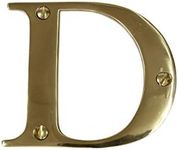 RCH Hardware 2350D-PB075 | Solid Brass 3" Tall House Letter D, Polished Brass Shiny Gold Matching Screws Included