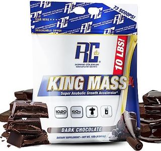 Ronnie Coleman Signature Series King Mass XL Mass Gainer Protein Powder, Muscle Gainer, 60g Protein, 180g Carbohydrates, 1,000+ Calories, Creatine and Glutamine, Dark Chocolate, 10 Pound