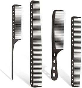 CGBARBER 4 Types Aluminum Hair Combs for Cutting Stainless Steel Hair Tail Metal Comb (Black)