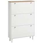 HOMCOM Shoe Cabinet, Narrow Shoe Storage Cabinet with 3 Flip Drawers and Adjustable Shelves for 24 Pairs of Shoes for Entryway, Hallway, White