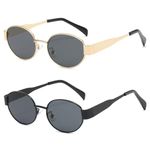 Retro Oval Sunglasses for Women Men Trendy Small Round Metal Frame Sun Glasses, Classic designer Sunglasses UV400