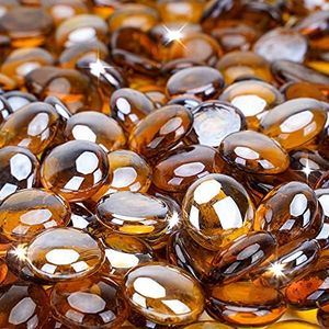 Stanbroil 10-Pound Fire Glass Beads - 1/2 inch Luster Fire Glass Drops for Fireplace Fire Pit | Gas Log Sets | Landscaping | Fish Tank, Caramel Luster