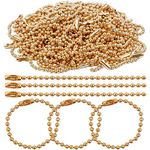 DIY Crafts Pack of 25 Pcs, Gold Color, Golden/Silver Color Ball Chains, Long Bead Connector Clasp Tag Keychain Key Rings, Dia(Pack of 25 Pcs, Gold Color)