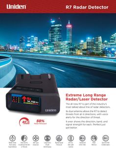 Uniden R7 Long Range Radar Detector – Dual Antenna, Voice Alerts